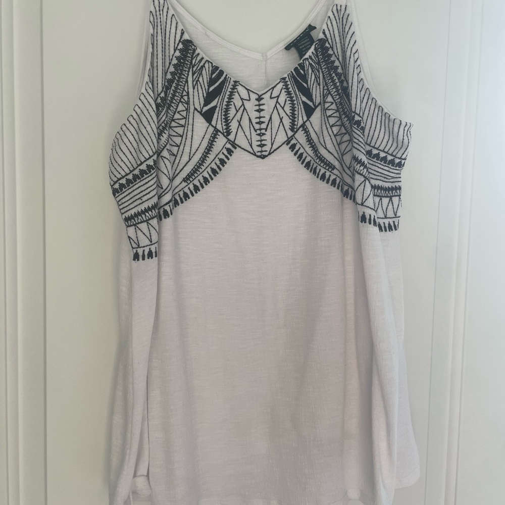 Embroidered White Tank Top